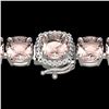 Image 1 : 35 ctw Morganite & Micro Pave Diamond Bracelet 14k White Gold - REF-494H4R