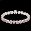 Image 2 : 35 ctw Morganite & Micro Pave Diamond Bracelet 14k White Gold - REF-494H4R