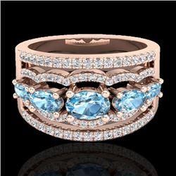 2.25 ctw Sky Blue Topaz & Micro Pave VS/SI Diamond Ring 10k Rose Gold - REF-81N8F