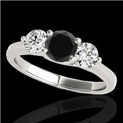 2 ctw Certified VS Black Diamond 3 Stone Solitaire Ring 10k White Gold - REF-163A6N