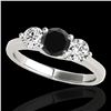 Image 1 : 2 ctw Certified VS Black Diamond 3 Stone Solitaire Ring 10k White Gold - REF-163A6N