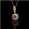Image 1 : 2.55 ctw Certified Ruby & Diamond Victorian Necklace 14K Yellow Gold - REF-100N2F