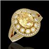 Image 1 : 3.75 ctw Canary Citrine & Diamond Victorian Ring 14K Yellow Gold - REF-129Y3X