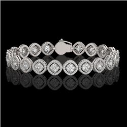 13.06 ctw Cushion Cut Diamond Micro Pave Bracelet 18K White Gold - REF-1690F2M