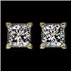Image 1 : 2 ctw Certified VS/SI Quality Princess Diamond Stud Earrings 10k Yellow Gold - REF-478W6H