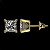 Image 2 : 2 ctw Certified VS/SI Quality Princess Diamond Stud Earrings 10k Yellow Gold - REF-478W6H
