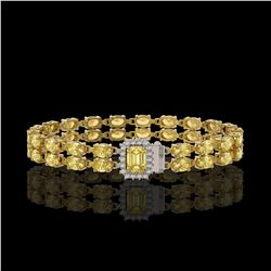 13.88 ctw Citrine & Diamond Bracelet 14K Yellow Gold - REF-236W4H