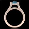 Image 3 : 2 ctw Intense Blue Diamond Engagment Micro Pave Ring 18k Rose Gold - REF-200R2K