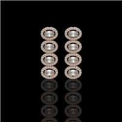 3.84 ctw Oval Cut Diamond Micro Pave Earrings 18K Rose Gold - REF-334A6N