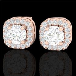 0.75 ctw Micro Pave VS/SI Diamond Earrings Designer Halo 14k Rose Gold - REF-87A3N