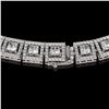 Image 3 : 24.4 ctw Princess Cut Diamond Micro Pave Necklace 18K White Gold - REF-2083F2M