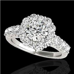 2.9 ctw Certified Diamond Solitaire Halo Ring 10k White Gold - REF-402W3H