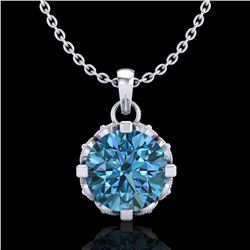 1.14 ctw Fancy Intense Blue Diamond Art Deco Necklace 18k White Gold - REF-125R5K