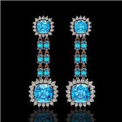 19.64 ctw Swiss Topaz & Diamond Earrings 14K Rose Gold - REF-232M9G