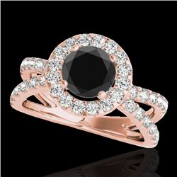 2.01 ctw Certified VS Black Diamond Solitaire Halo Ring 10k Rose Gold - REF-74Y6X