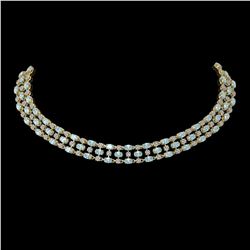 61.73 ctw Sky Topaz & Diamond Necklace 10K Yellow Gold - REF-527M3G
