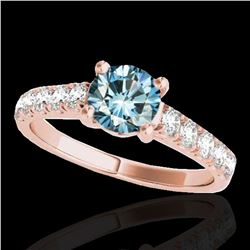 1.55 ctw SI Certified Fancy Blue Diamond Solitaire Ring 10k Rose Gold - REF-155X5A