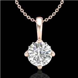0.82 ctw VS/SI Diamond Solitaire Art Deco Stud Necklace 18k Rose Gold - REF-180A2N