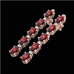 15.47 ctw Garnet & VS/SI Certified Diamond Tennis Earrings 10k Rose Gold - REF-74F8M