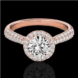 1.40 ctw Certified Diamond Solitaire Halo Ring 10k Rose Gold - REF-204M5G