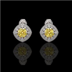 3.89 ctw Canary Citrine & Diamond Victorian Earrings 14K White Gold - REF-108A5N