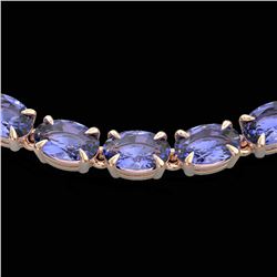 40 ctw Tanzanite Eternity Tennis Necklace 14k Rose Gold - REF-330F5M