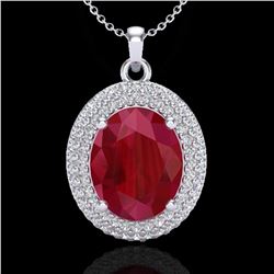 4.50 ctw Ruby & Micro Pave VS/SI Diamond Necklace 18k White Gold - REF-120K9Y