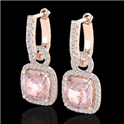 5.50 ctw Morganite & Micro Pave VS/SI Diamond Earrings 14k Rose Gold - REF-152Y8X