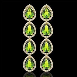 8.4 ctw Peridot & Diamond Micro Pave Halo Earrings 10k Yellow Gold - REF-172X2A