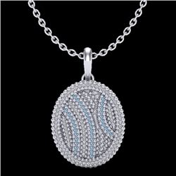 1 ctw Micro Pave Blue & White VS/SI Diamond Necklace 14k White Gold - REF-96W8H