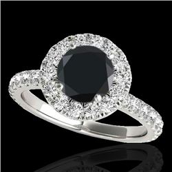 2 ctw Certified VS Black Diamond Solitaire Halo Ring 10k White Gold - REF-65W6H