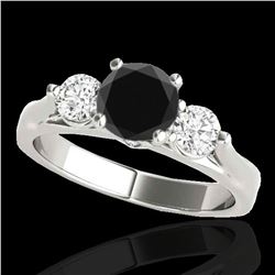 1.75 ctw Certified VS Black Diamond 3 Stone Ring 10k White Gold - REF-72A4N