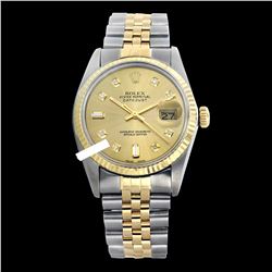 Rolex Ladies Two Tone 14K Gold/SS, Diamond Dial with Fluted Bezel, Sapphire Crystal