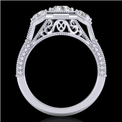 1.05 ctw VS/SI Diamond Solitaire Art Deco 3 Stone Ring 18k White Gold - REF-200G2W