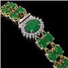Image 2 : 30.12 ctw Emerald & Diamond Bracelet 14K Yellow Gold - REF-336F4M