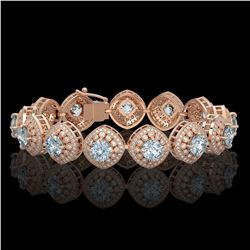 32.95 ctw Aquamarine & Diamond Victorian Bracelet 14K Rose Gold - REF-982K2Y