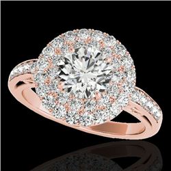 2.25 ctw Certified Diamond Solitaire Halo Ring 10k Rose Gold - REF-245W5H