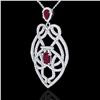 Image 2 : 3.50 ctw Ruby & Micro VS/SI Diamond Heart Necklace 14k White Gold - REF-179H6R