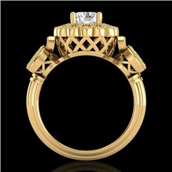 1.5 ctw VS/SI Diamond Solitaire Art Deco 3 Stone Ring 18k Yellow Gold - REF-300X2A