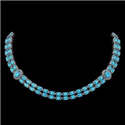 39.28 ctw Swiss Topaz & Diamond Necklace 14K White Gold - REF-454K5Y