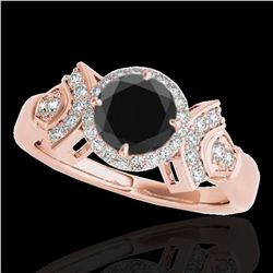 1.56 ctw Certified VS Black Diamond Solitaire Halo Ring 10k Rose Gold - REF-57Y3X