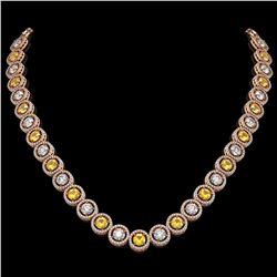 31.64 ctw Canary & Diamond Micro Pave Necklace 18K Rose Gold - REF-3354X5A