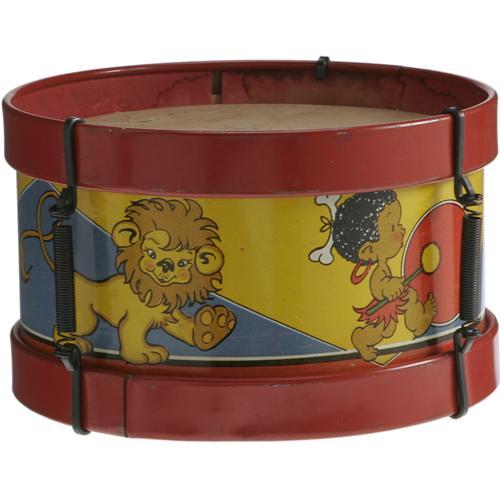 Vintage Ohio Art Tin Drum With African Natives