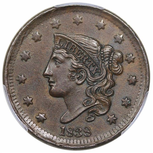 1838  N-1  R1  PCGS AU58.  EAC AU50+