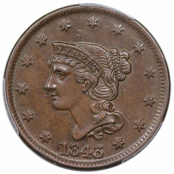 1843  N-11  R2  PCGS AU55.  EAC XF40
