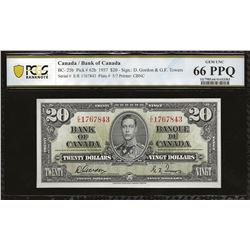Bank of Canada BC-25b 1937 $20 GEM66 PPQ PCGS