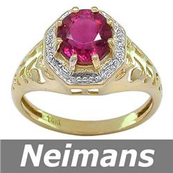 Gem Certifed 7.50 ct Ruby & VS Diamond Ring 14kt Gold