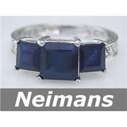 Certified 4.75 ct Multi Sapphire & VS Diamond Ring 14kt