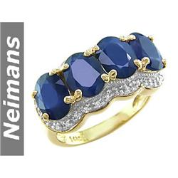 Victorian 6.25 ct Certified Sapphire & Diamond Ring 14k