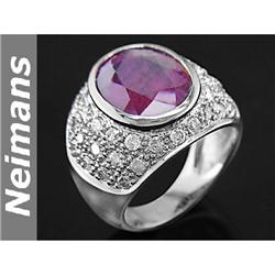 Mens 12.00 ct Ruby & VS Diamond Gents Ring 14kt Gold